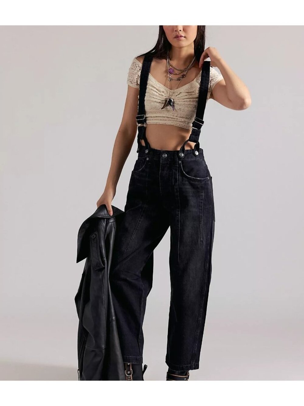 Free People Berkley Suspender Jeans Tailored Charm Indie Grunge Womens 25